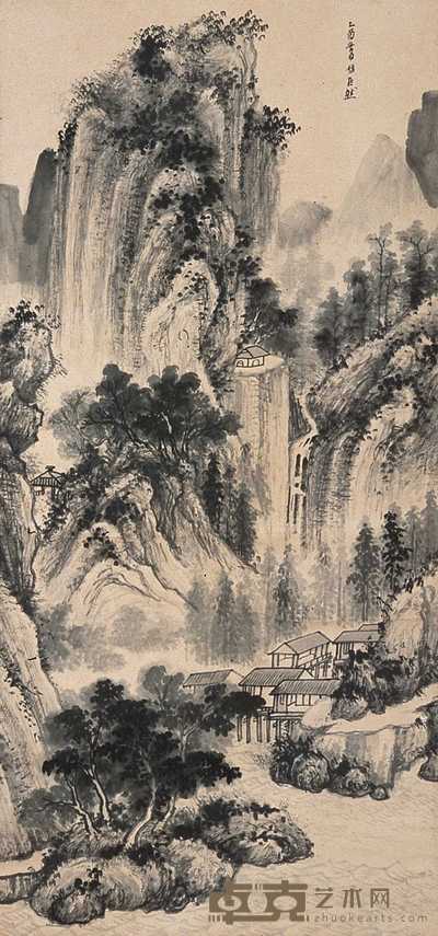 无款 仿巨然山水 立轴 76×35cm